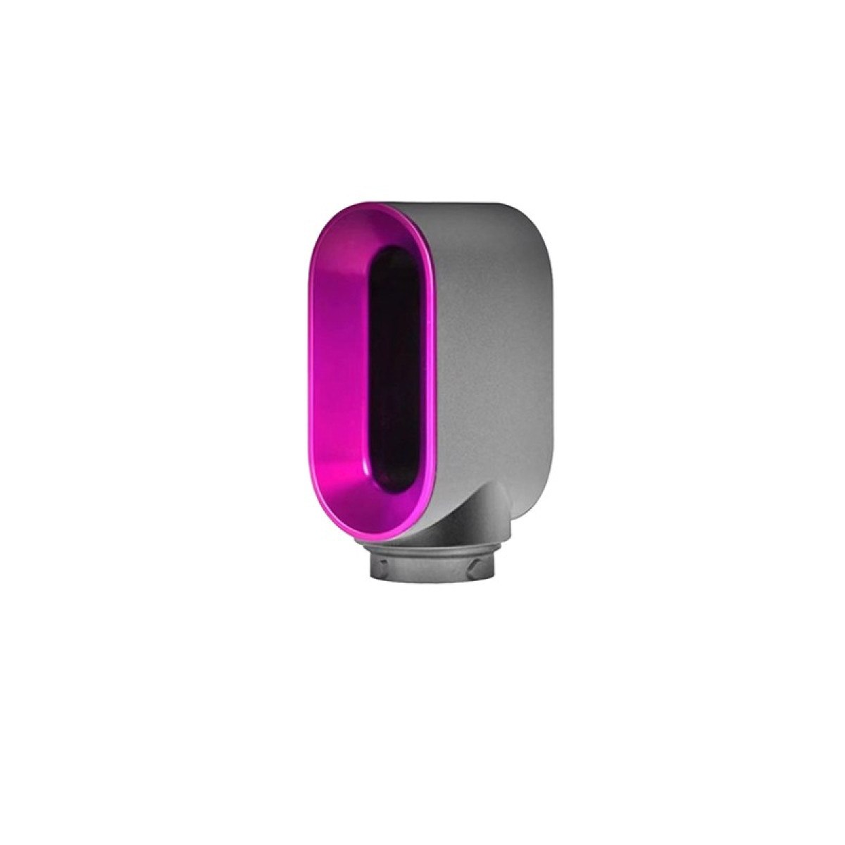 Accessorio grigio con bordo rosa, su sfondo bianco.