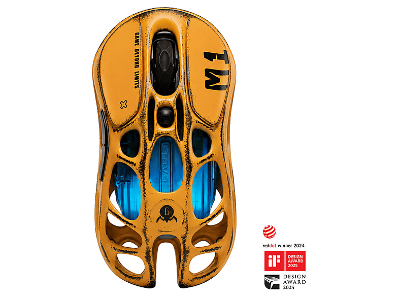 GRAVASTAR Mercury M1 Pro 26.000 DPI Optik Gaming Battle-Worn Kablosuz Oyuncu Mouse Sarı