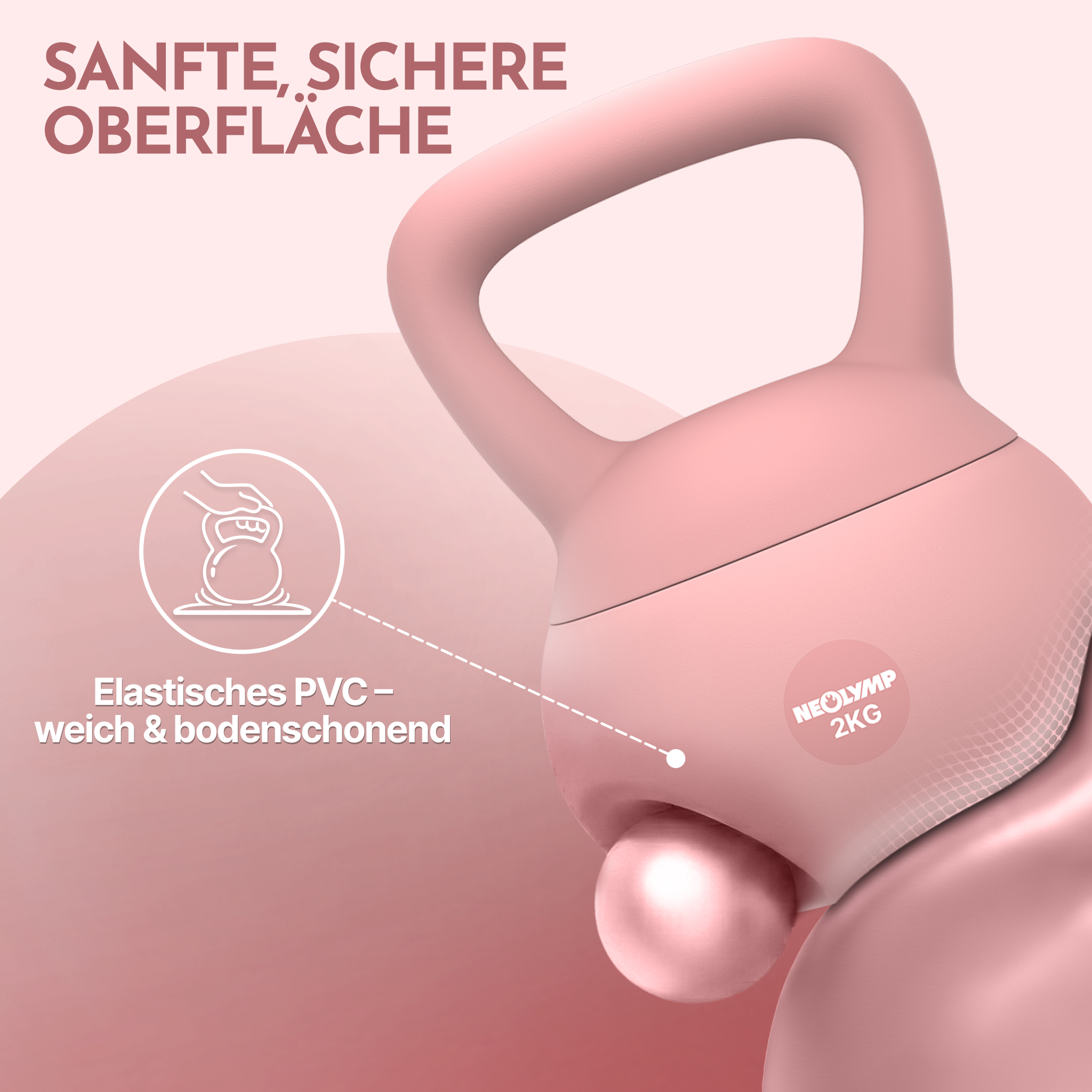 Eine rosafarbene Kettlebell mit der Aufschrift 