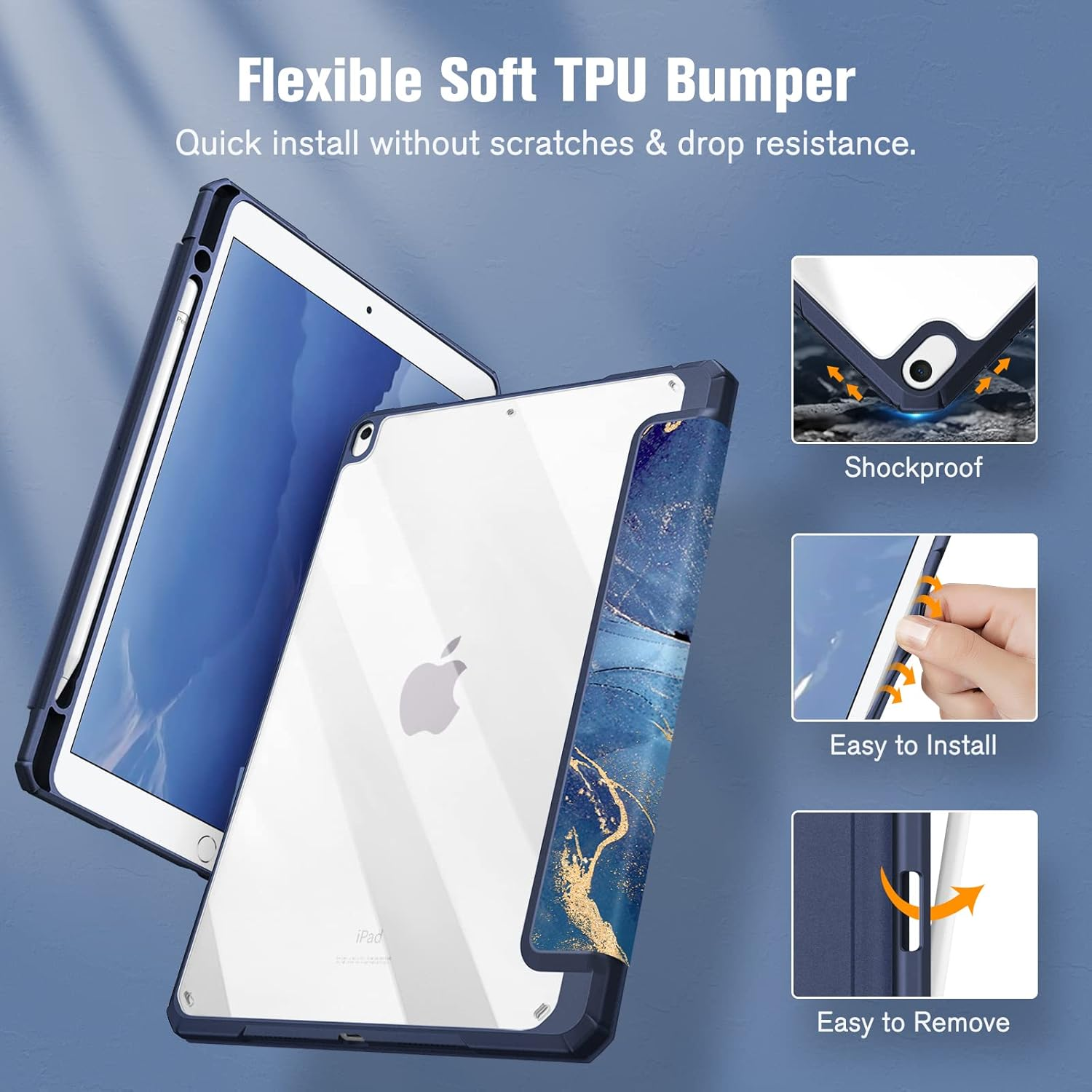 Flexible, weiche TPU iPad-Hülle mit stoßfesten, einfach zu installierenden/entfernenden Funktionen.