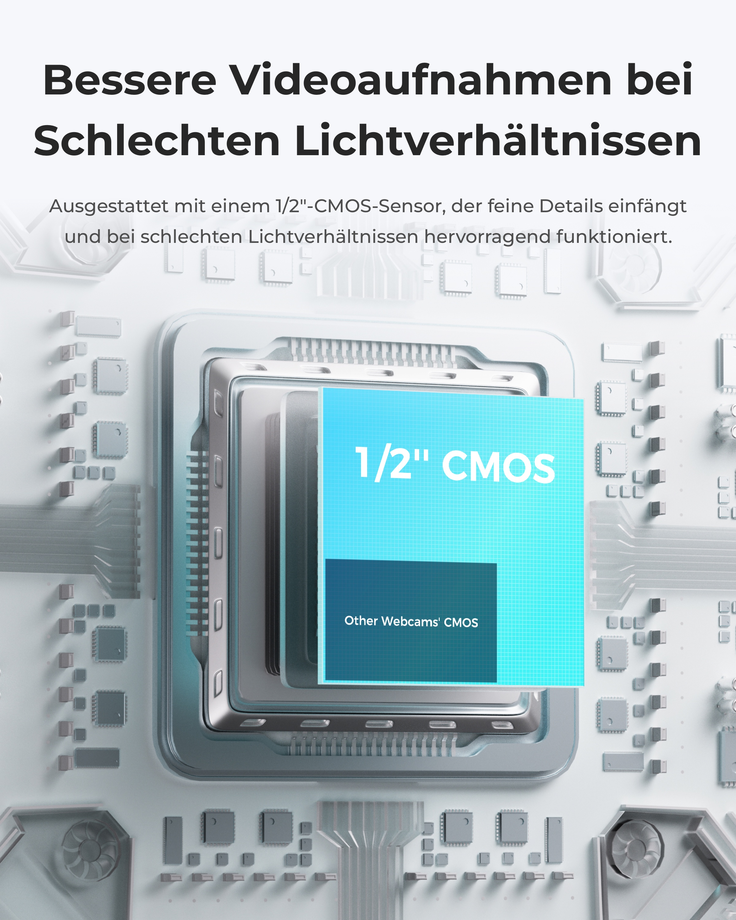 Grafik eines 1/2" CMOS-Sensors mit Schaltkreisen und Text.