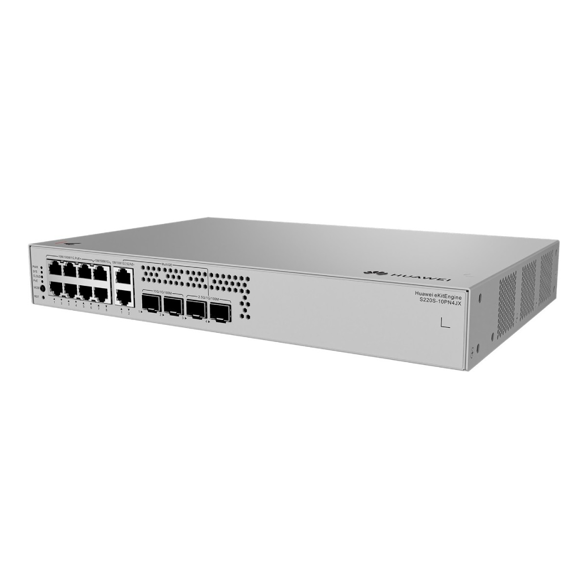 Switch di rete Huawei eKitEngine S220S-10PN4JX argento con più porte.