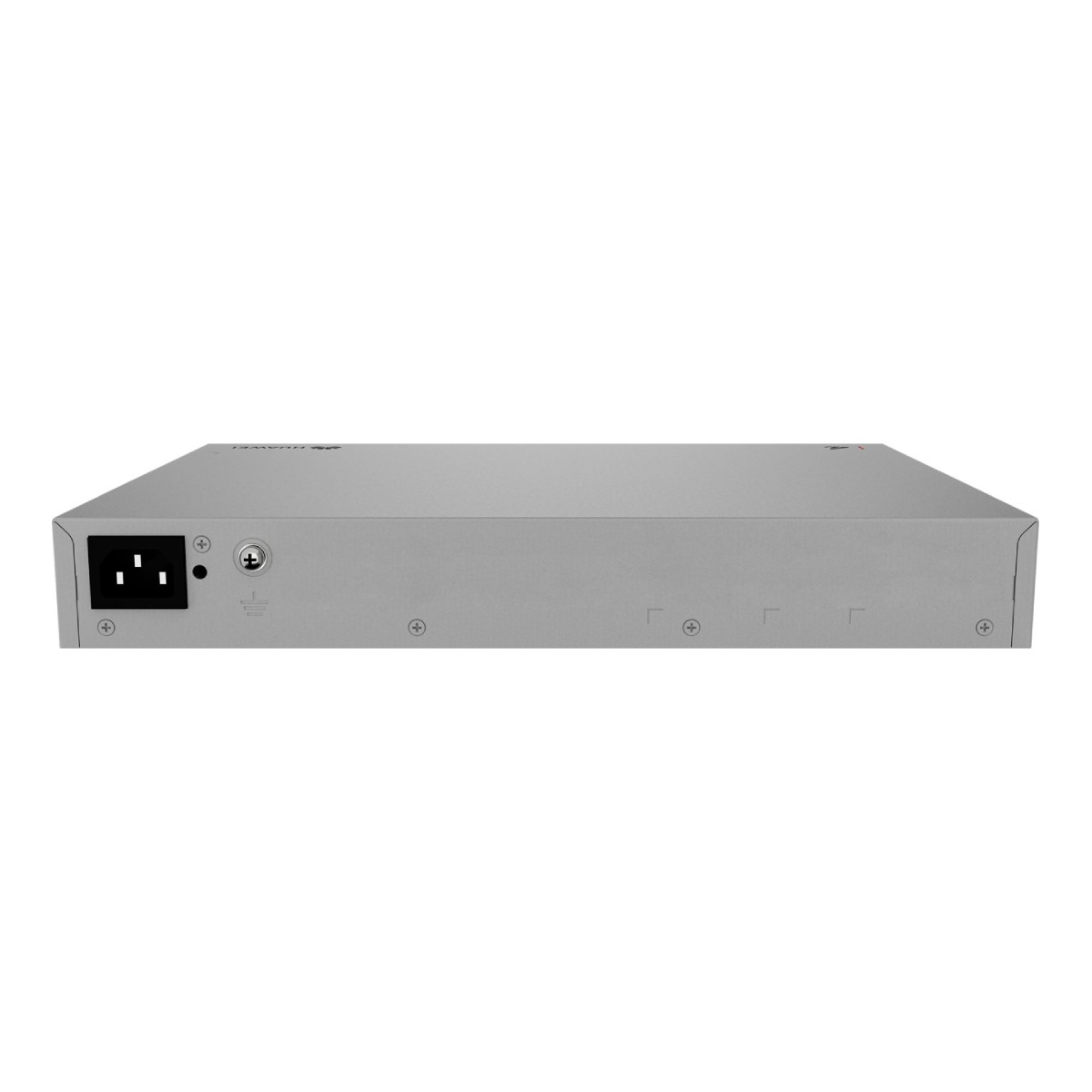 Rack server Huawei grigio con porte di alimentazione e messa a terra a sinistra.