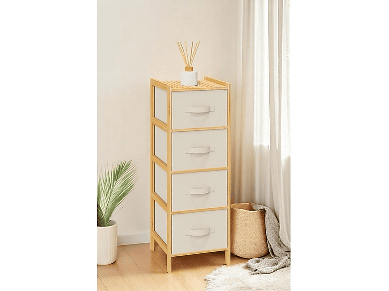 DIGITHOME DB-0014 Bambu 4 Çekmeceli Dolap Organizer Çok Amaçlı Düzenleyici Şifonyer