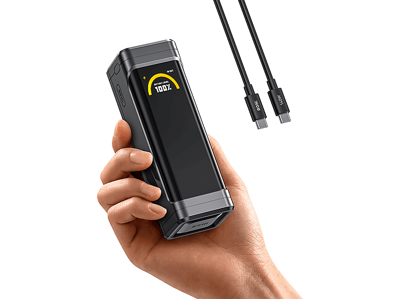 AOHI The Black Warrior 65 W PD3.0 10000 mAh Powerbank Siyah