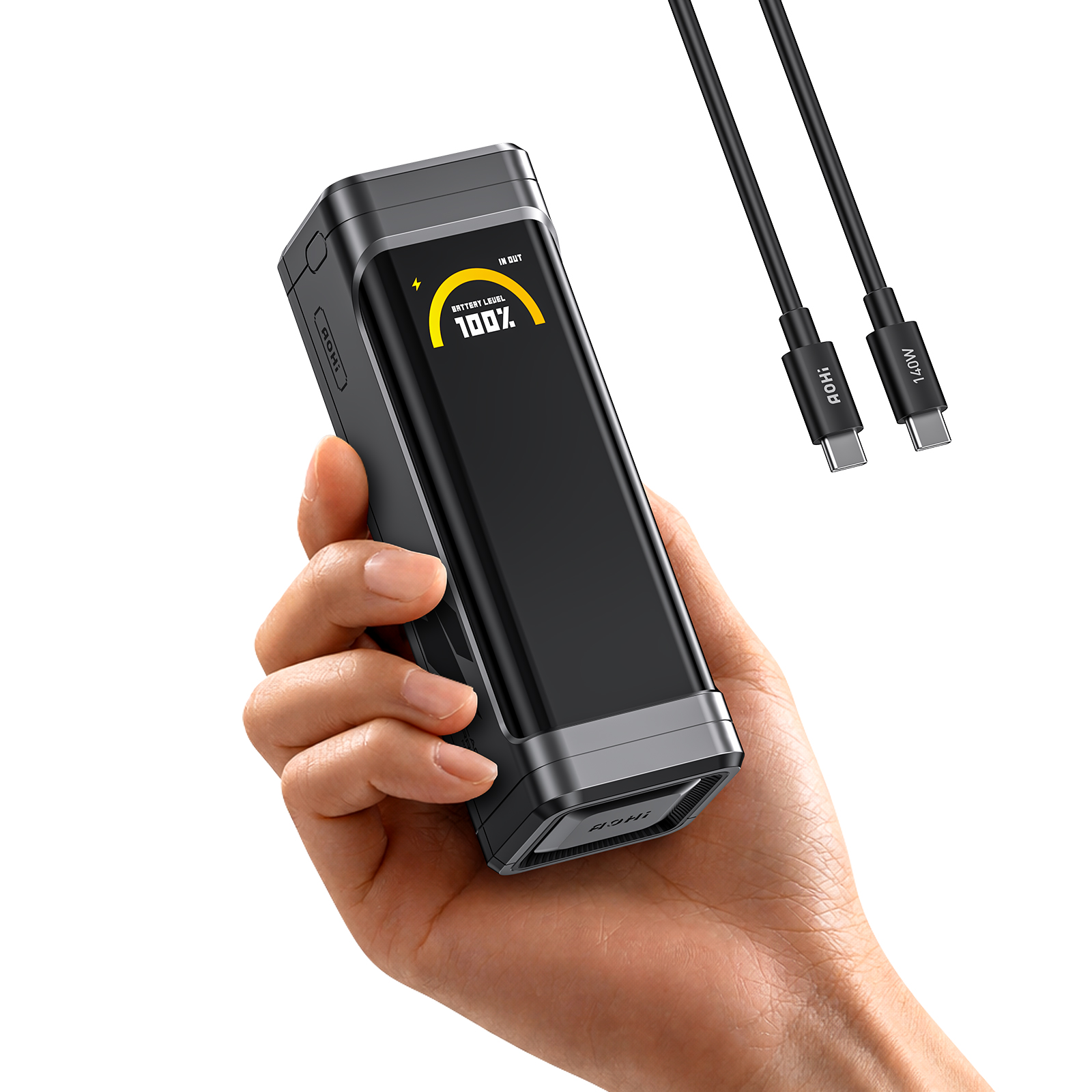 AOHI The Black Warrior 65 W PD3.0 10000 mAh mAh Powerbank Siyah
