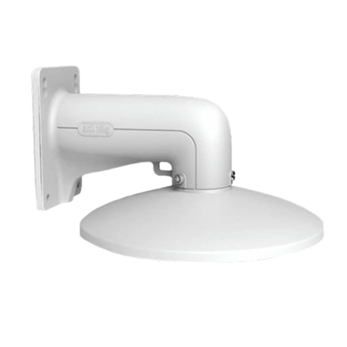 Supporto a parete bianco con braccio girevole e paralume rotondo.