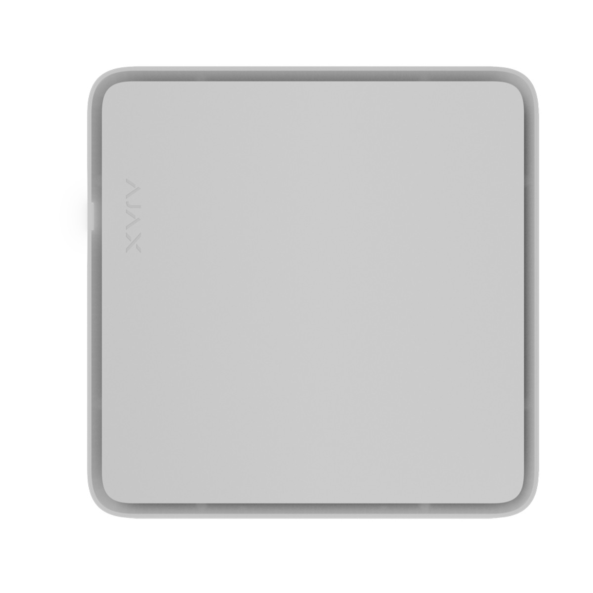 Un dispositivo grigio, quadrato, con angoli arrotondati e logo AJX.