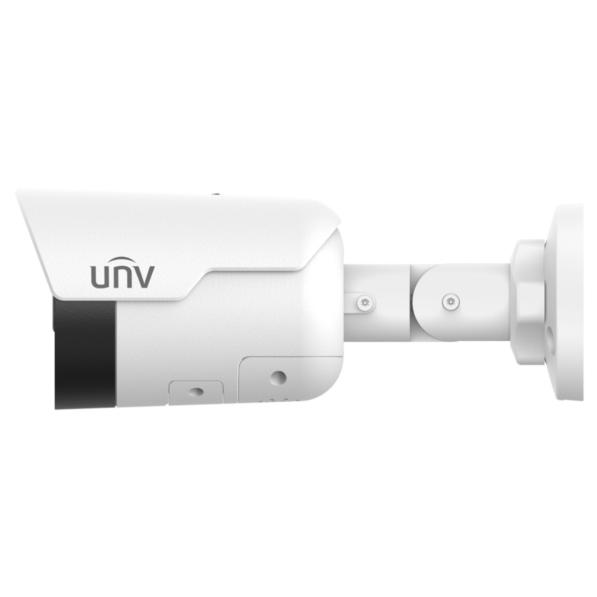 Telecamera di sicurezza UNV bianca con obiettivo nero e supporto regolabile.
