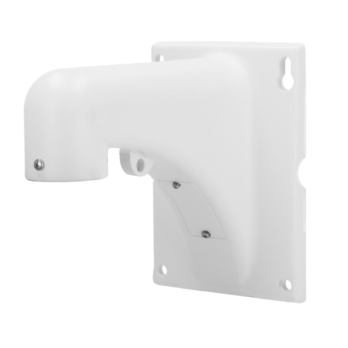 Supporto a parete bianco con braccio esteso e fori di montaggio.