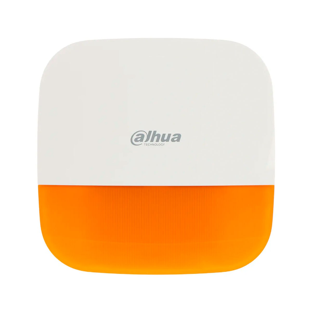 Un dispositivo bianco con base arancione e logo Dahua.