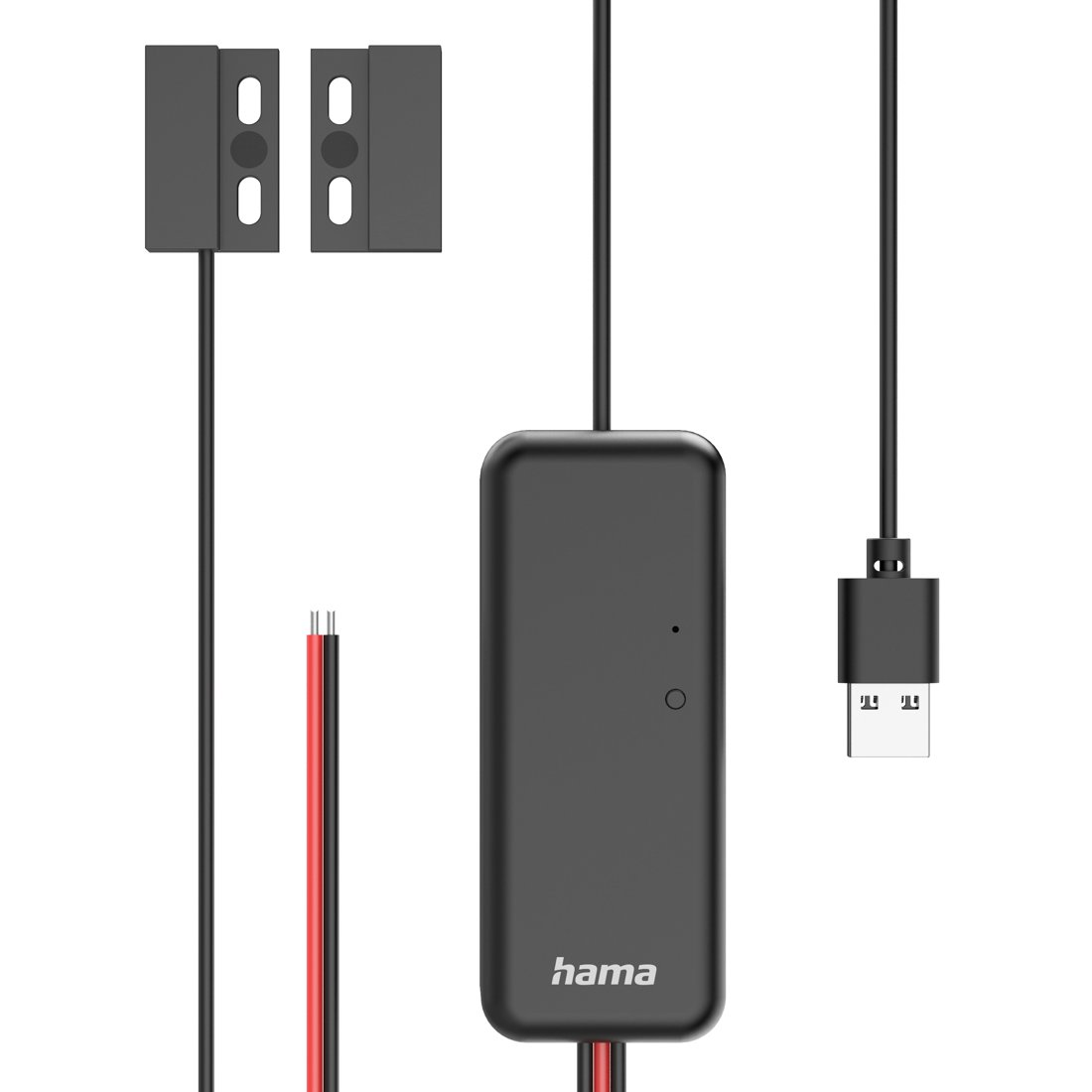 Czarny moduł Hama ze złączem USB i elementami czujnika drzwi.