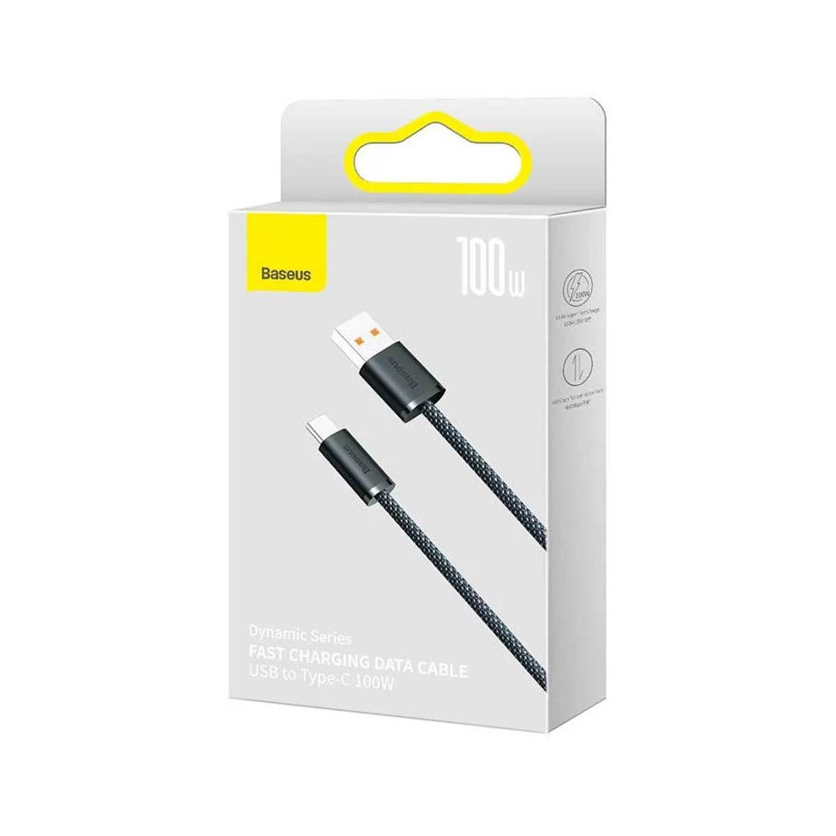 Cavo dati Baseus USB a Type-C da 100W a ricarica rapida in confezione.