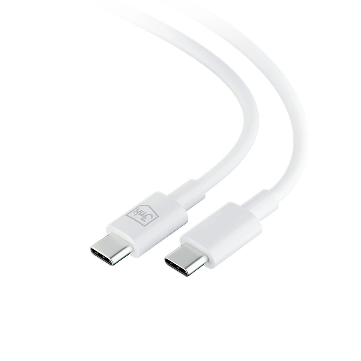 Due cavi USB-C bianchi con logo 3mk su sfondo bianco.