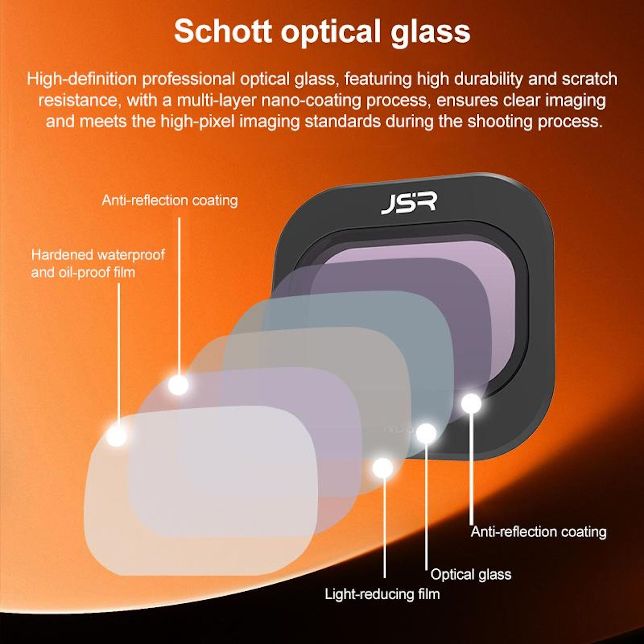 Schott optisches Glas mit mehreren Schichten, Anti-Reflexionsbeschichtung.