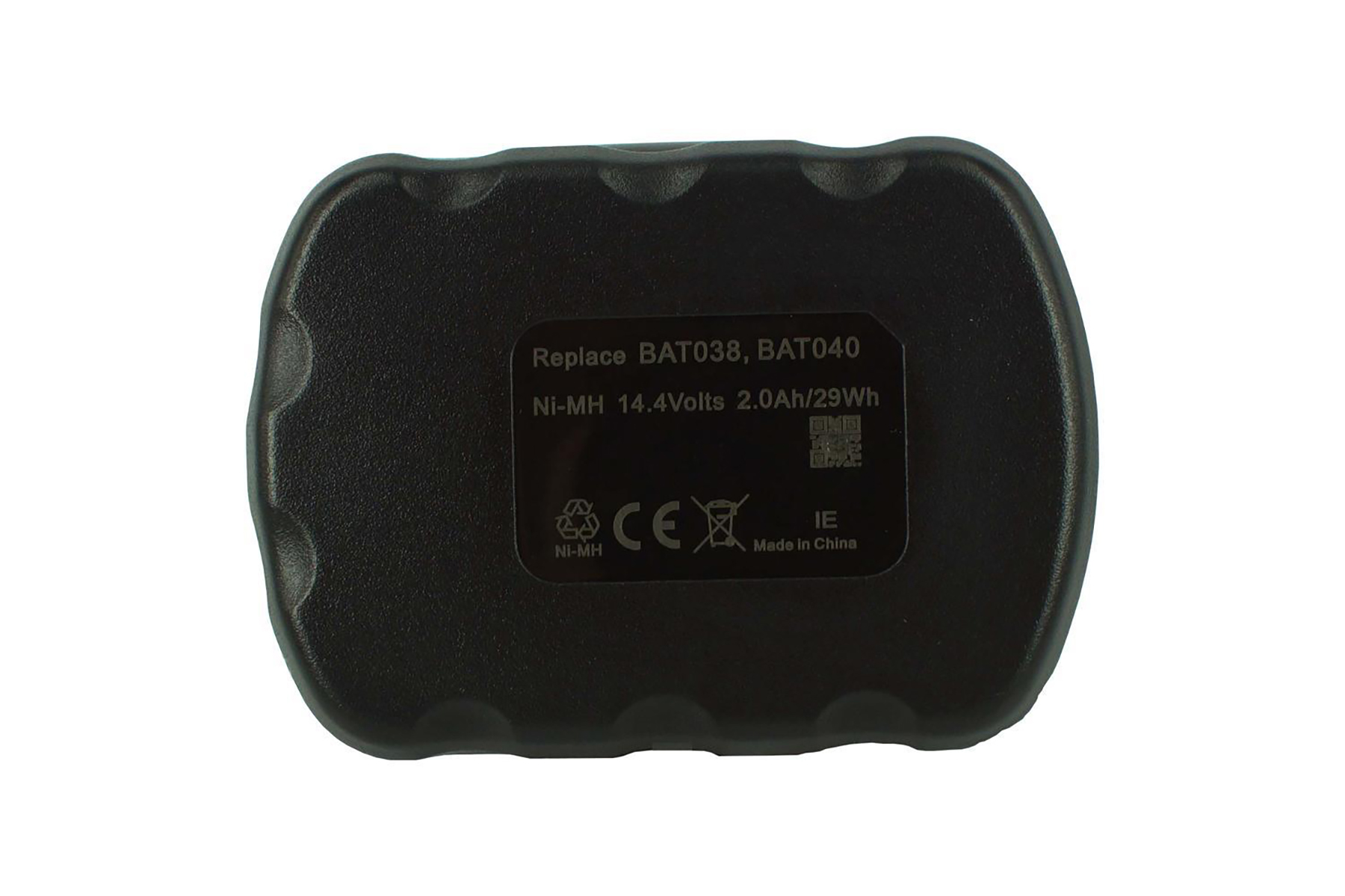 Schwarzer Akku mit Text: Ersetzen BAT038, BAT040 Ni-MH 14,4V 2,0Ah/29Wh.