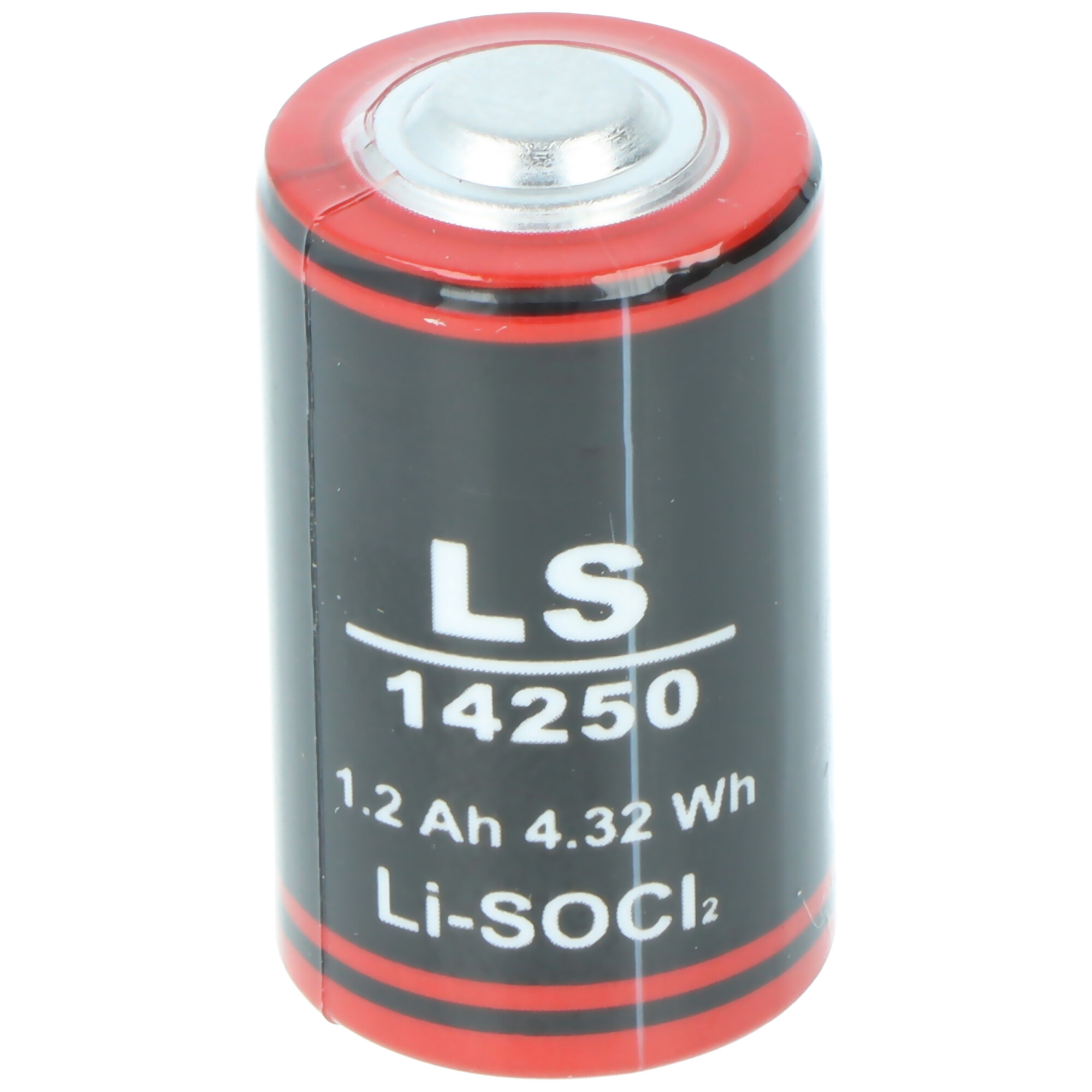 Eine schwarze Batterie mit roten Ringen und der Aufschrift LS 14250.