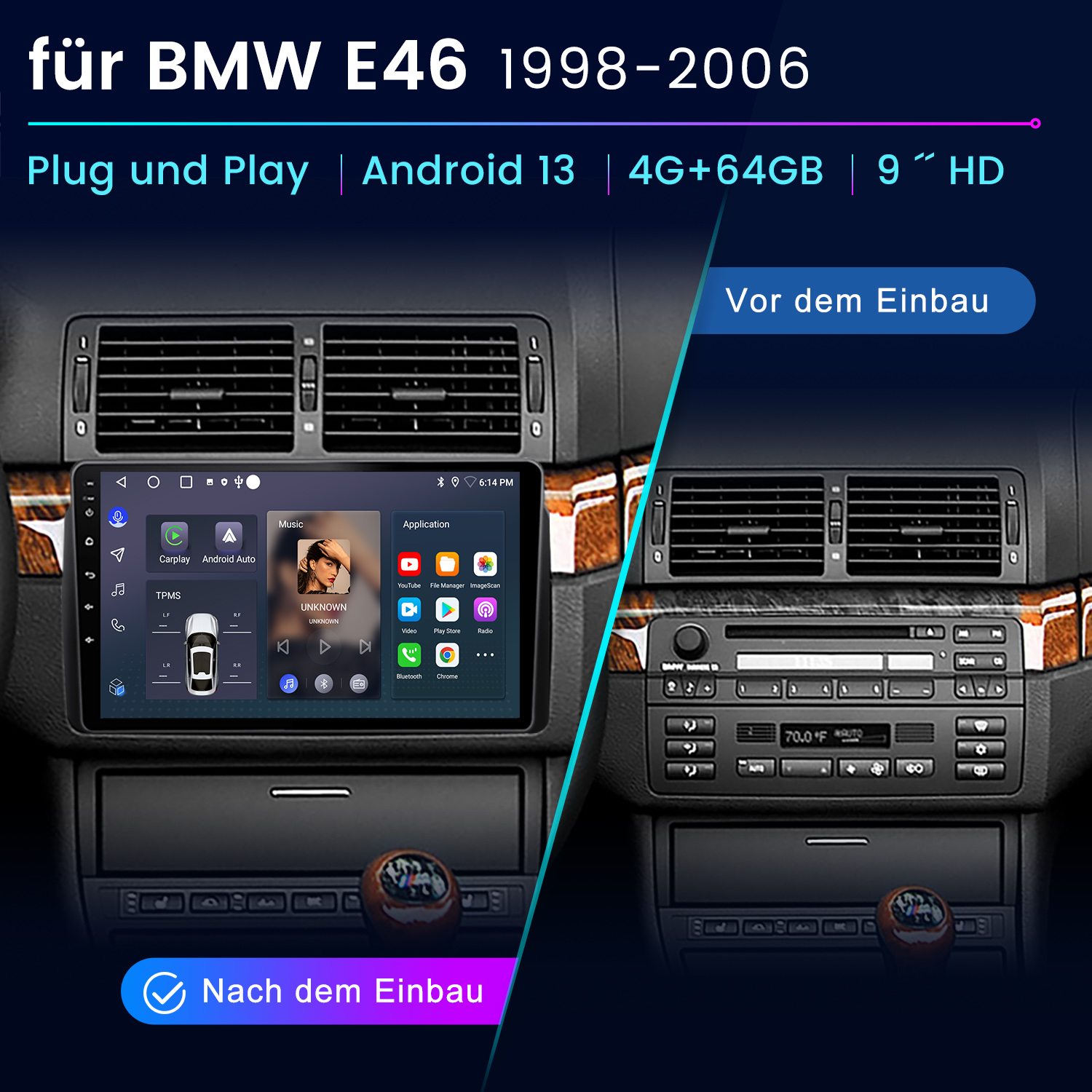 System Infotainment BMW E46 1998-2006: Przed i po instalacji.