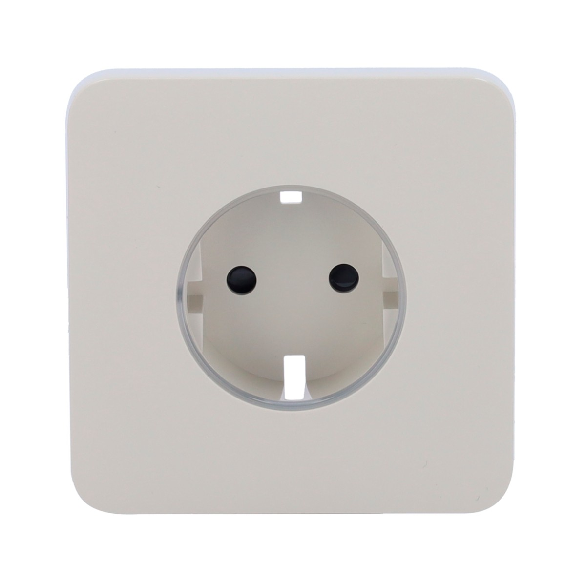 Un modulo presa bianco con due fori neri.
