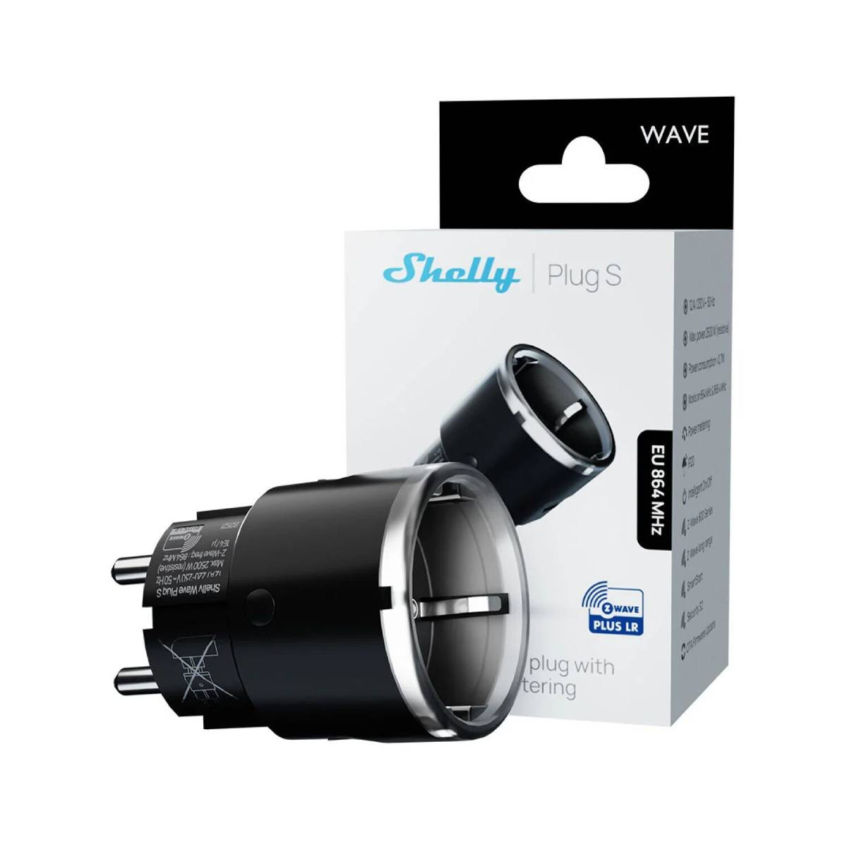Enchufe Shelly negro S con embalaje, EU 864 MHz.