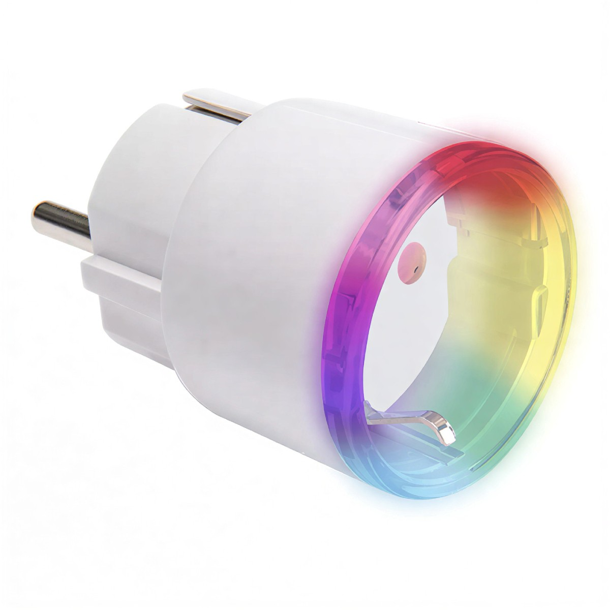 Una spina bianca con illuminazione LED arcobaleno.