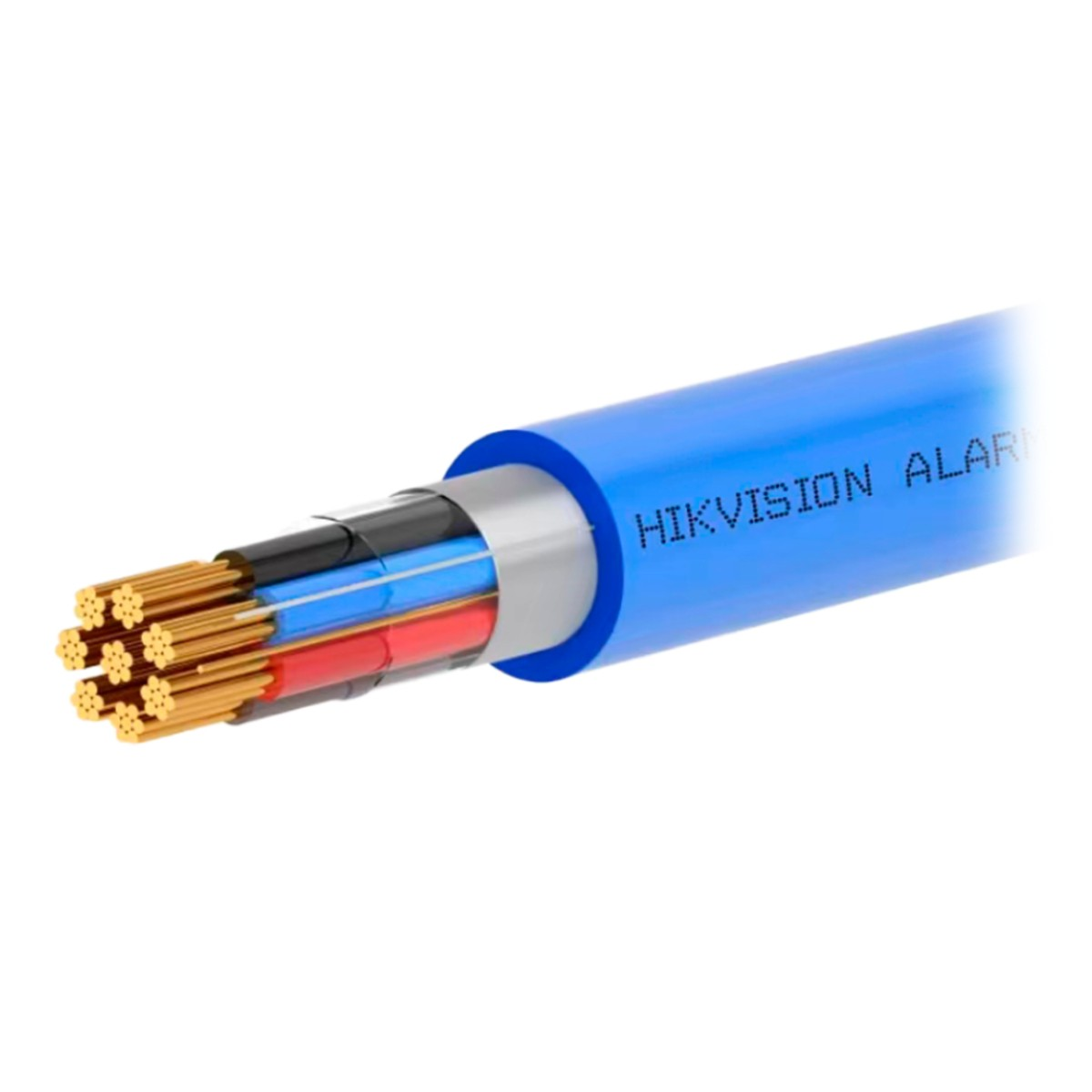 Cavo blu con più fili colorati e conduttori in rame.