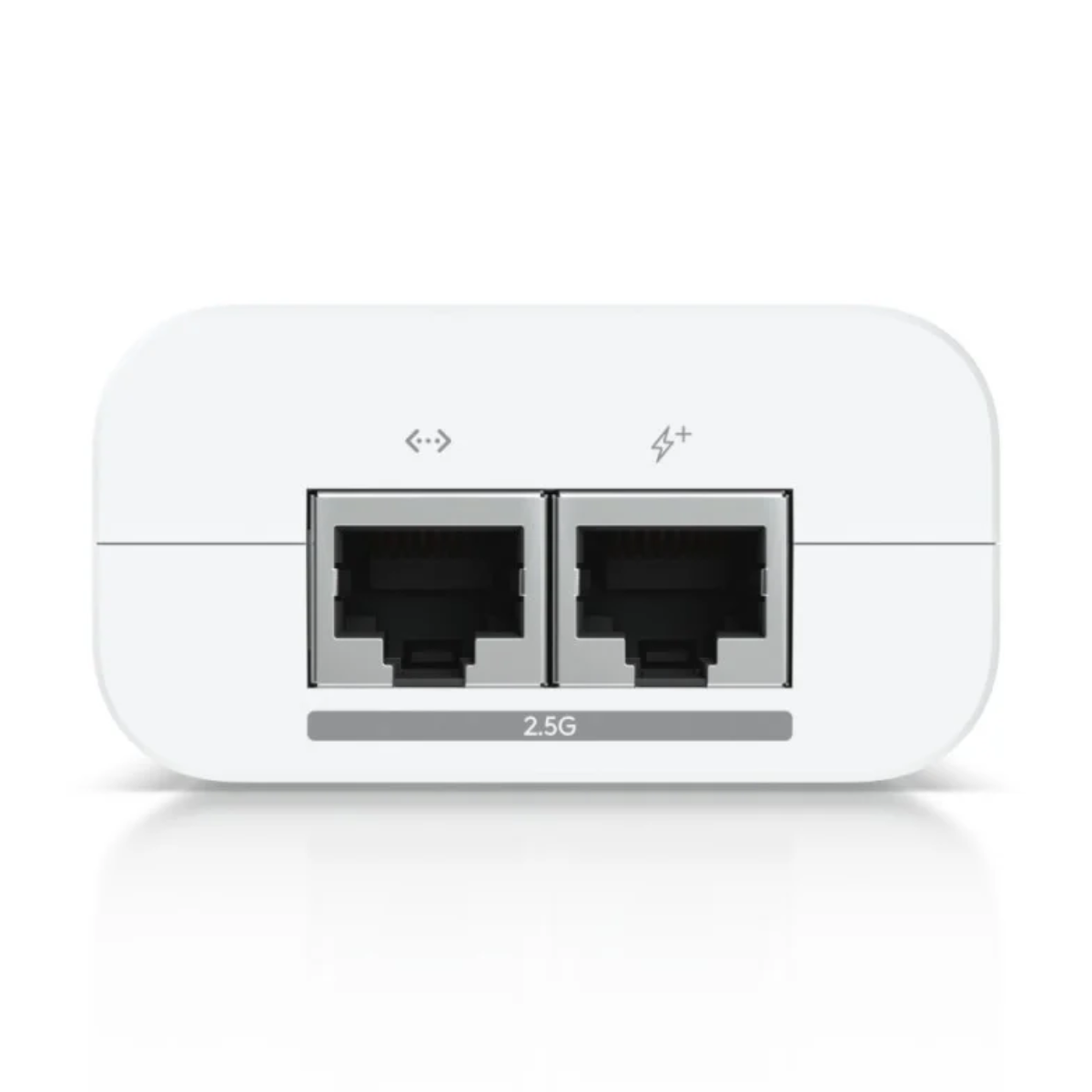 Un dispositivo di rete bianco con due porte Ethernet ed etichetta 2,5G.