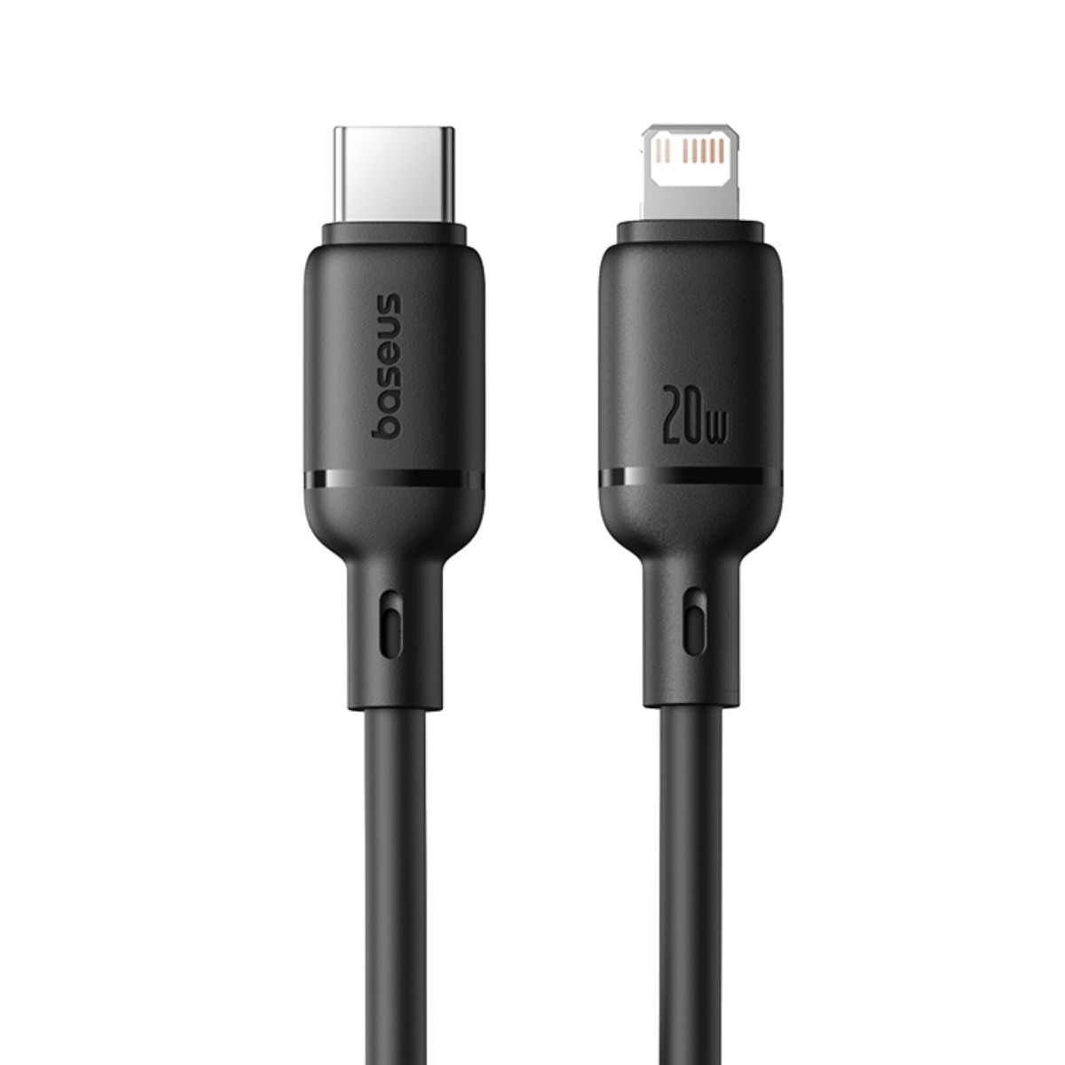 Un cavo da USB-C a Lightning nero da 20W.