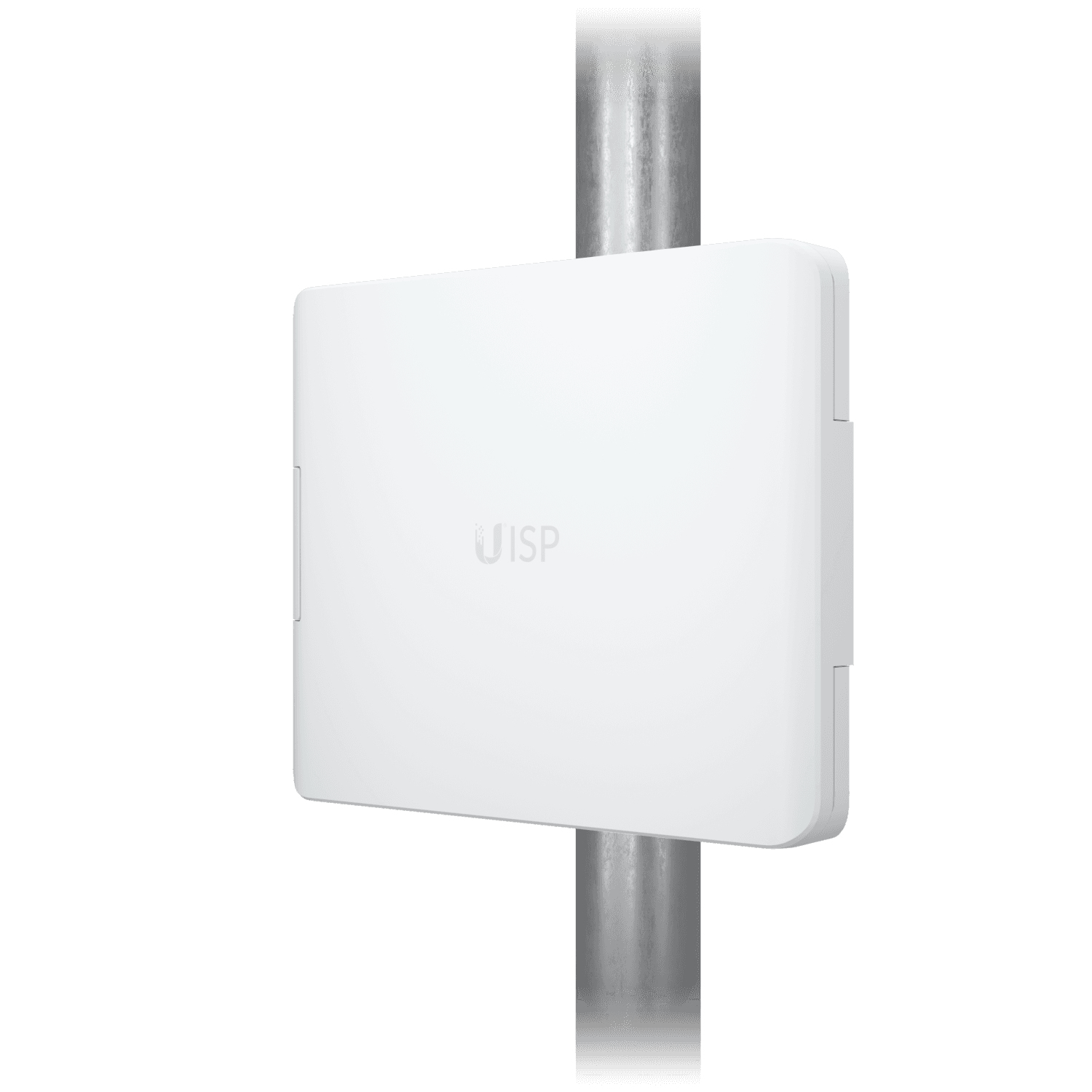 Un dispositivo ISP bianco è fissato a un palo di metallo.