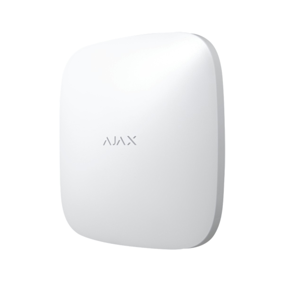 Un dispositivo Ajax bianco con angoli arrotondati su sfondo bianco.