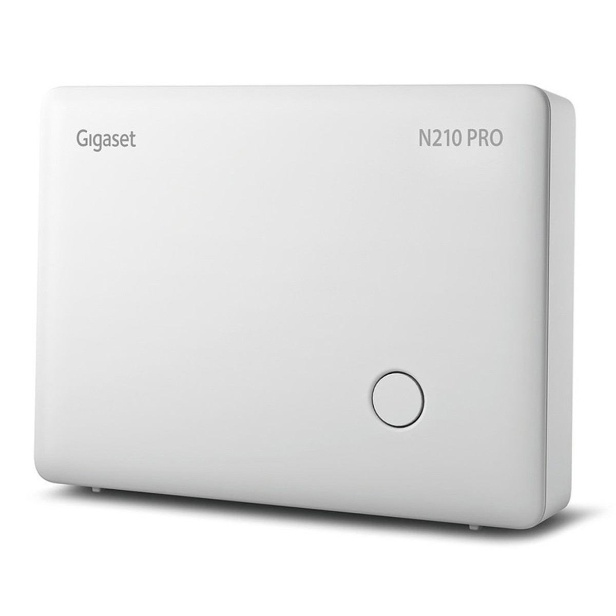 Dispositivo bianco Gigaset N210 PRO con pulsante circolare frontale.