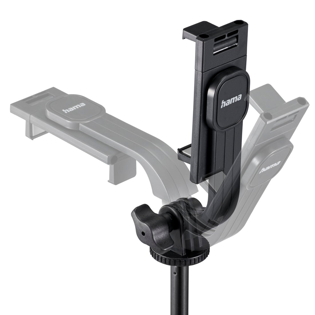 Supporto tablet Hama nero con morsetto e attacco regolabili, su supporto.