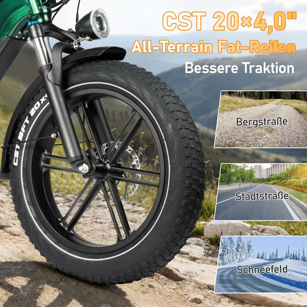 Primo piano di uno pneumatico da bicicletta con testo sulle capacità all-terrain.