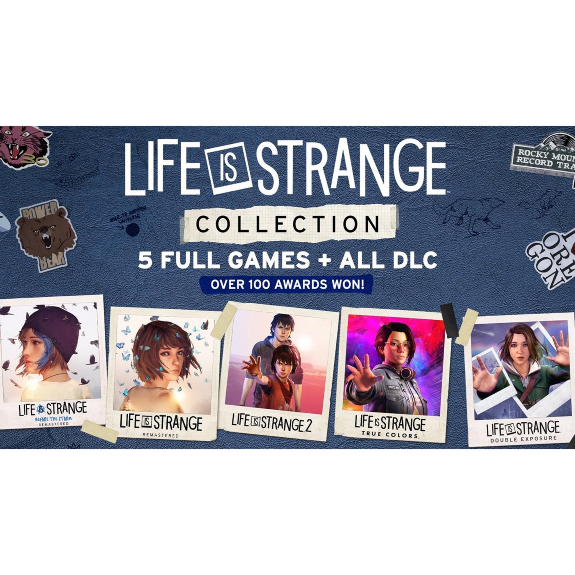 La Collection Life is Strange présente 5 jeux avec portraits de personnages et logos.