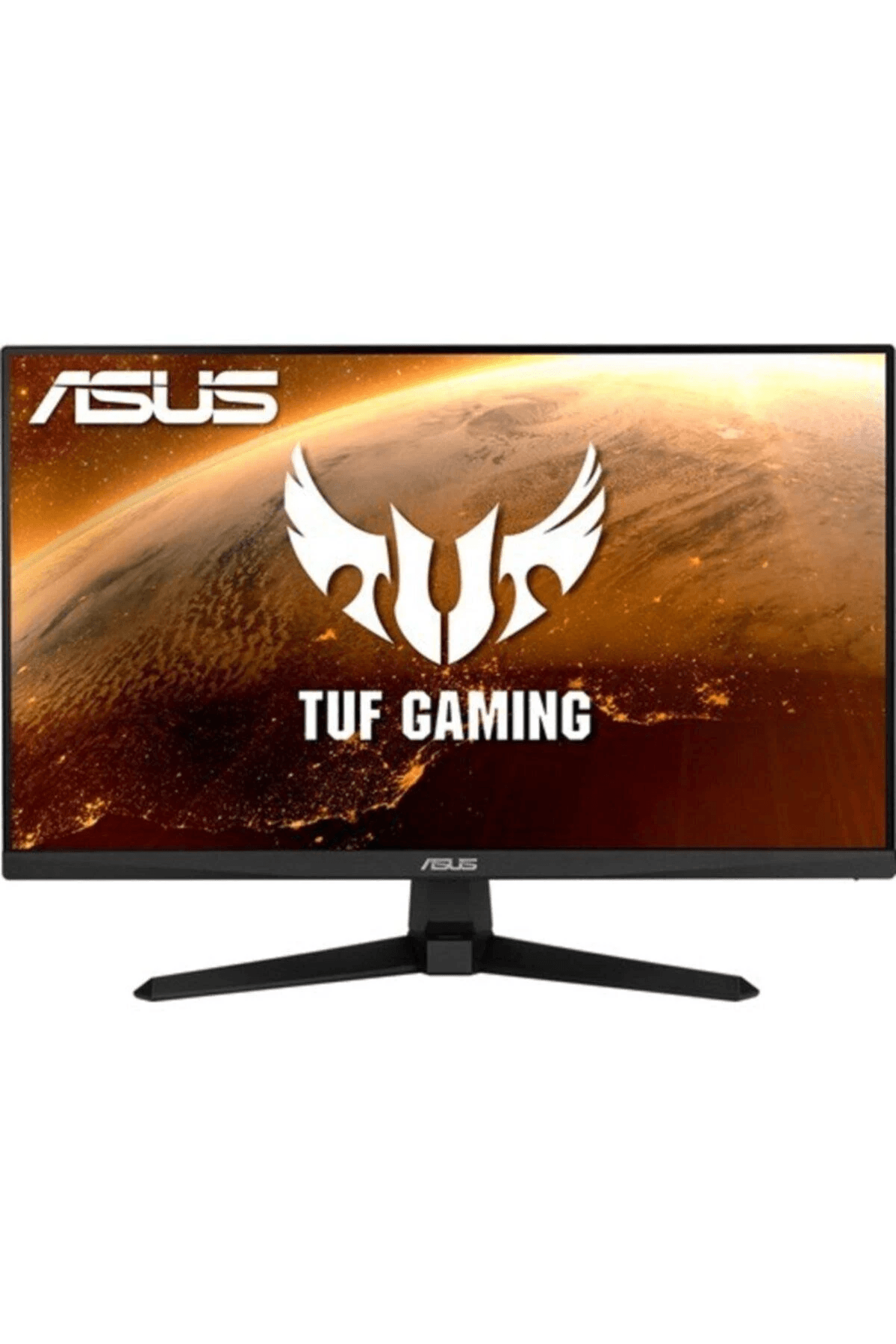 Ein Asus TUF Gaming Monitor mit einem Planetenmotiv auf dem Bildschirm und einem Asus-Logo.