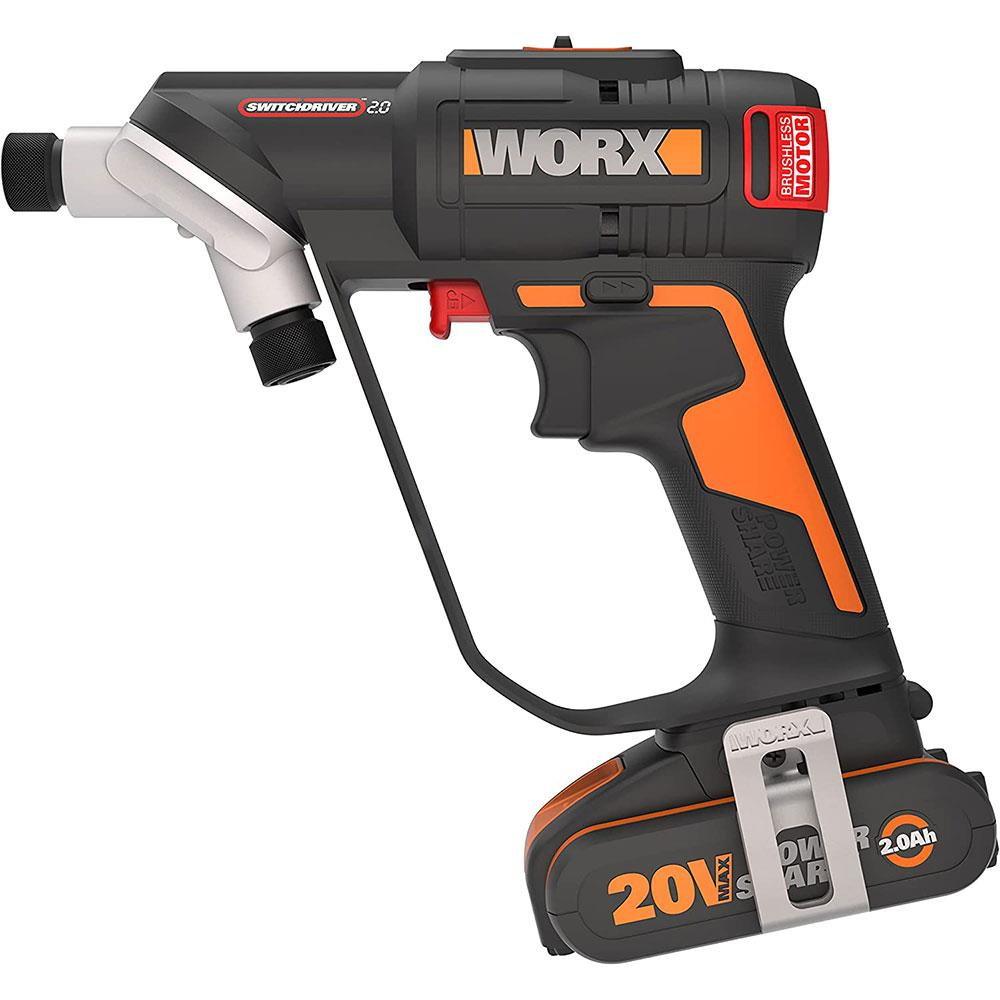 Worx Switchdriver 2.0 nero e arancione con batteria da 20V.