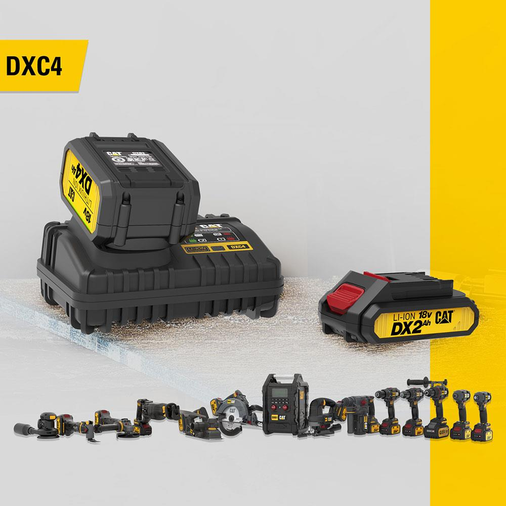 CAT piller ve aletler: 18V DX4 pil, DX2Ah pil, matkaplar, zımpara.