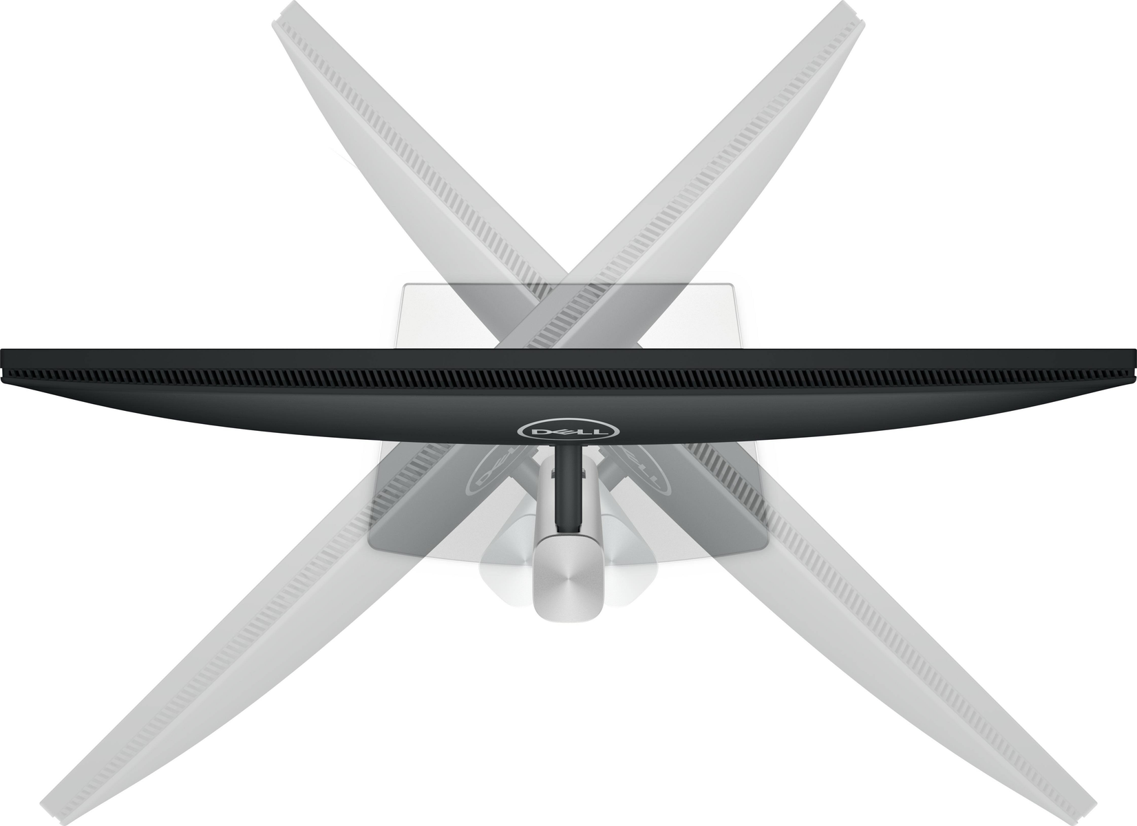 A Dell monitor viewed from above, with overlapping views at different angles.