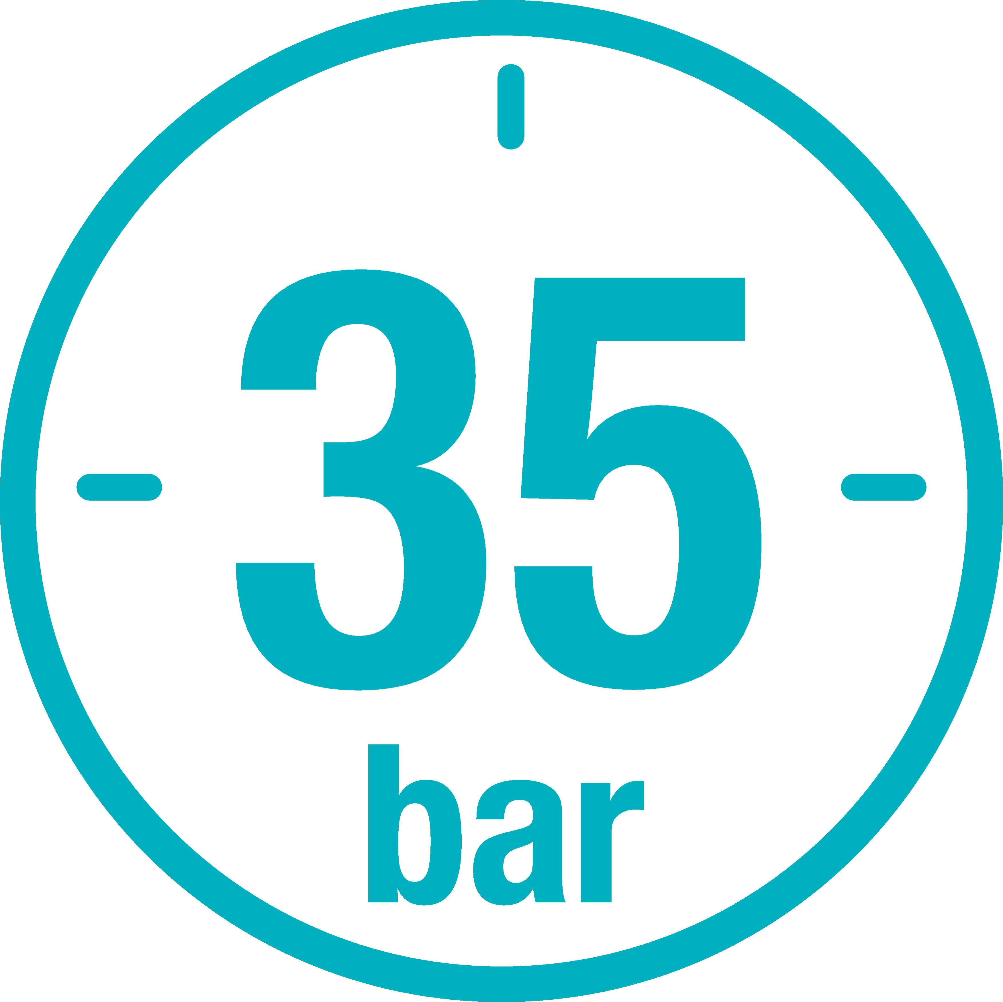 Un círculo con el número 35 y la palabra bar.