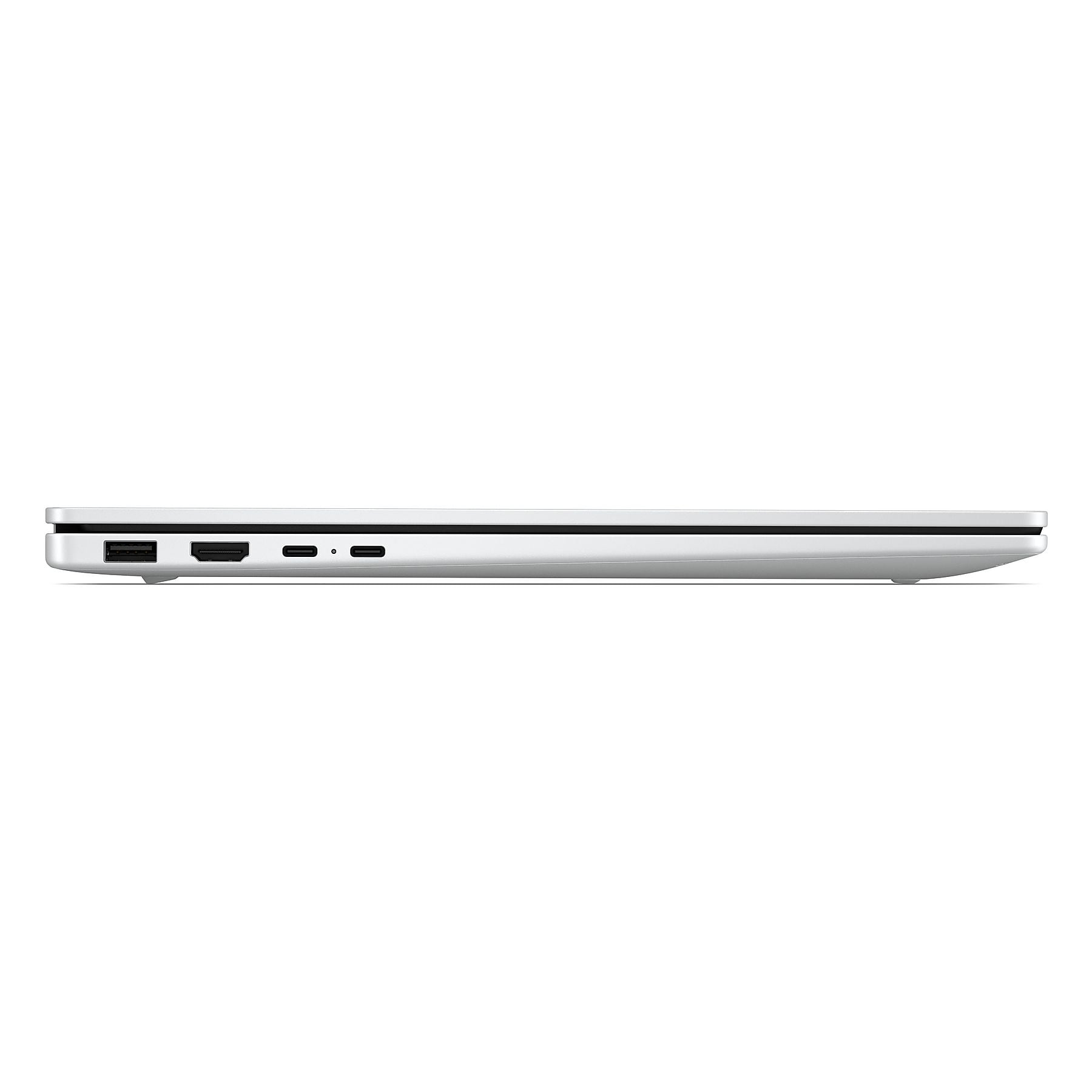 Lato di un laptop sottile con porte: USB, HDMI, 2x USB-C.