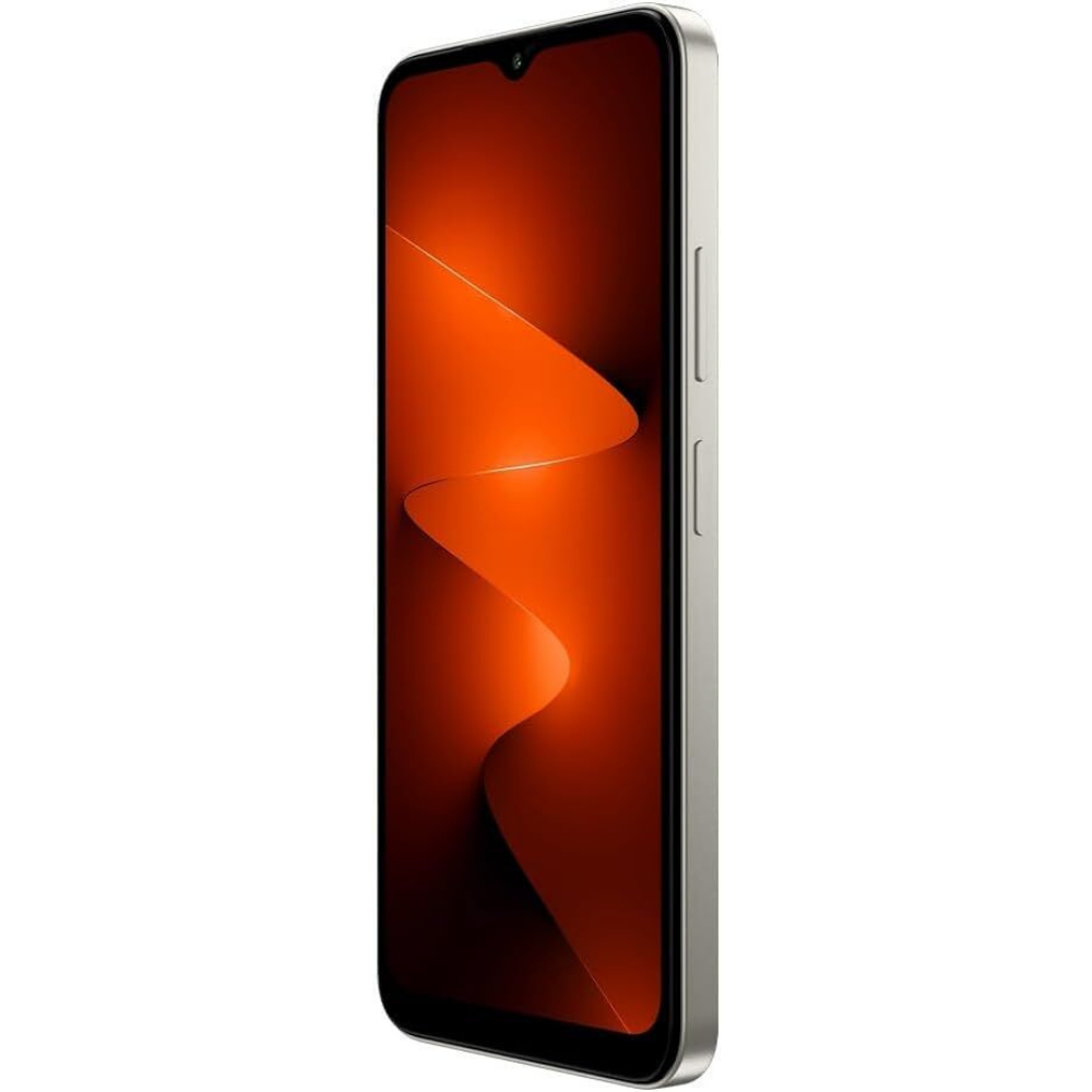 Gümüş çerçeveli ve turuncu duvar kağıtlı ince bir akıllı telefon.