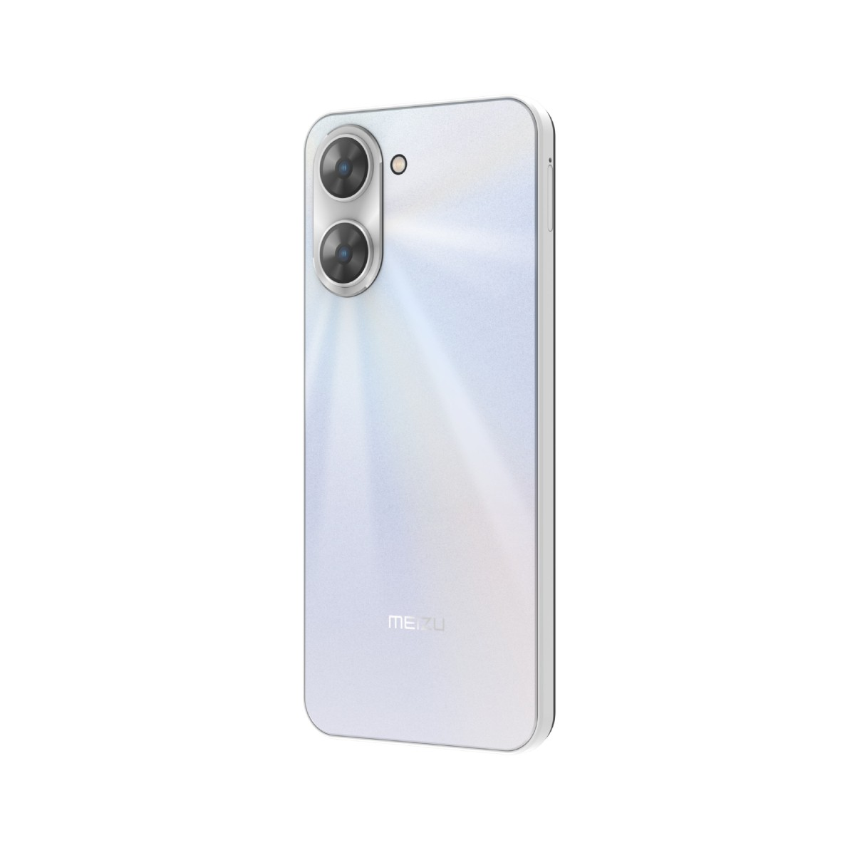 Retro di uno smartphone bianco con doppia fotocamera e logo MEIZU.