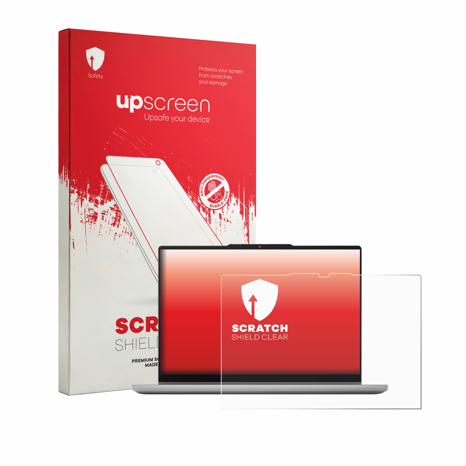 Eine Schutzfolie für Laptops mit Verpackung, die vor Kratzern schützt.