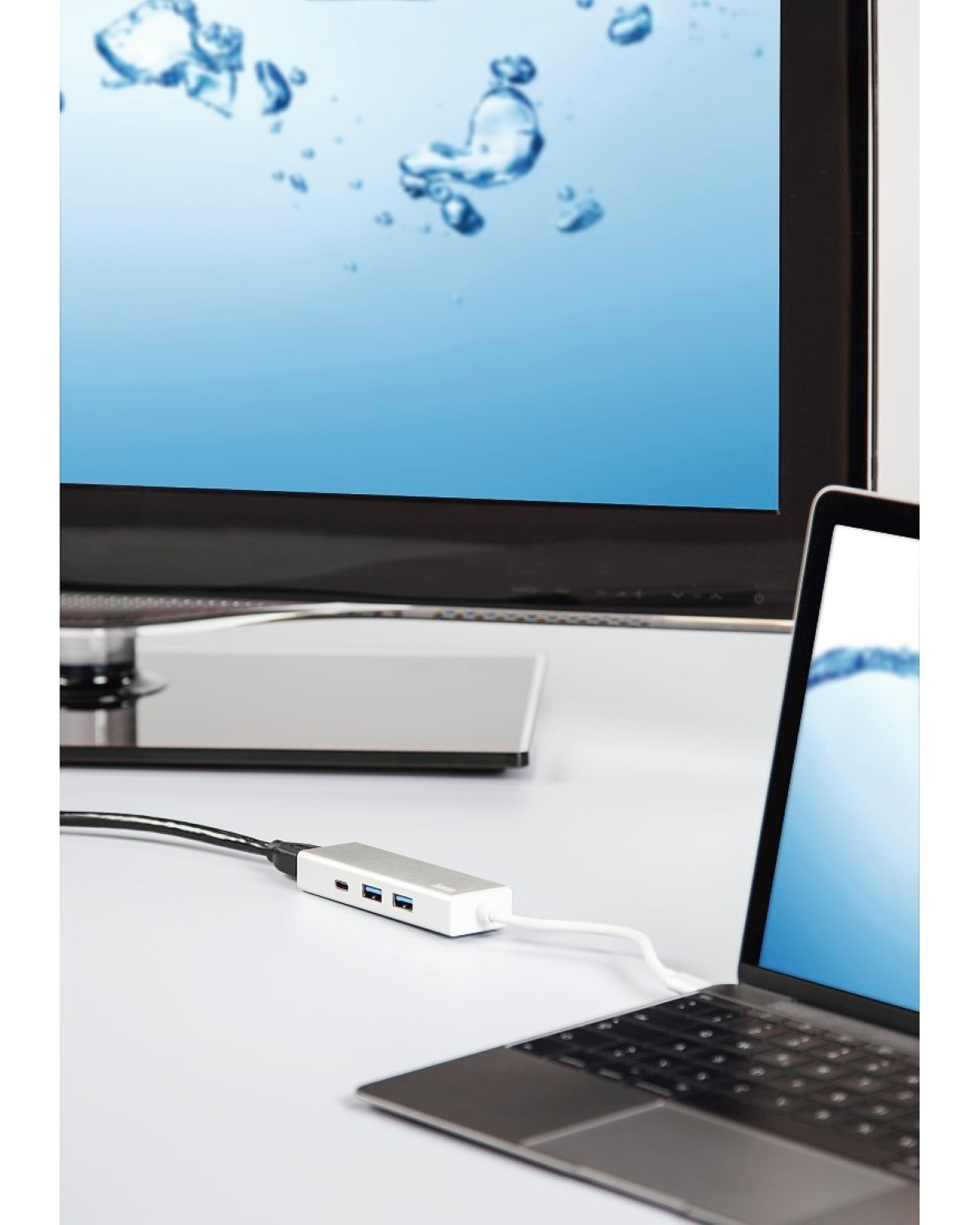 HAMA 135756 ALUMINIUM USB3 TYPE-C SIL, USB Hub, Silber