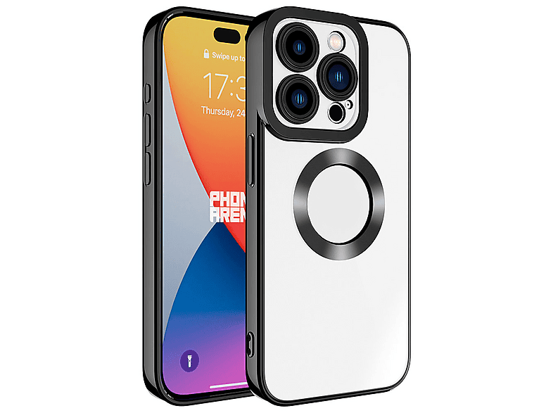 LOPARD iPhone 15 Pro Uyumlu Kamera Korumalı Logo Gösteren Omega Kapak Telefon Kılıfı Siyah