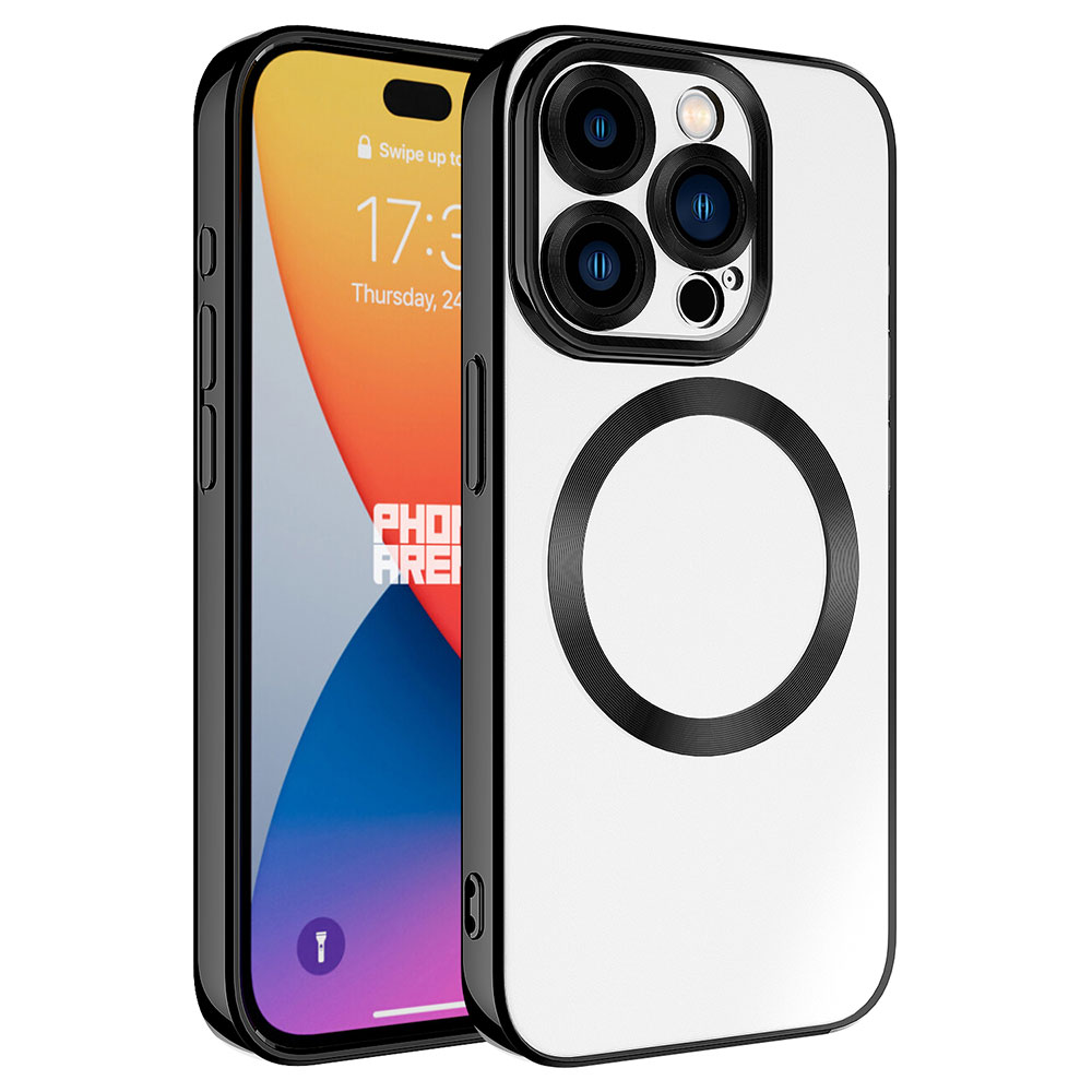 Kamera modülü ve halkalı beyaz telefon kılıfı.