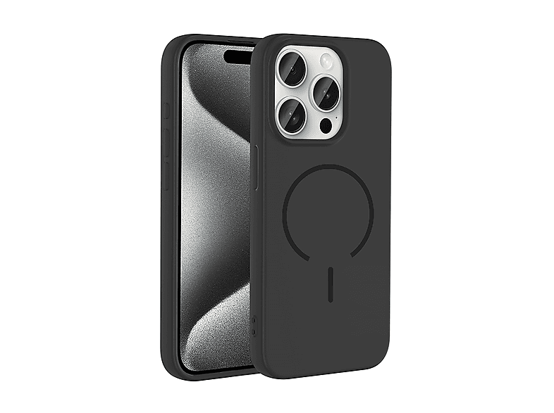 LOPARD iPhone 15 Pro Uyumlu Mgsafe Şarj Özellikli Meta Kapak Telefon Kılıfı Siyah