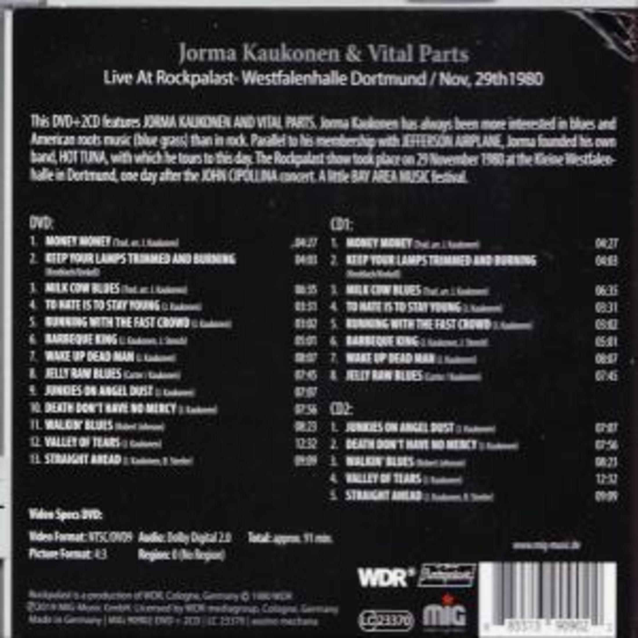 Achterkant van DVD+2CD hoes met titel, datum, tracklist en logo's.