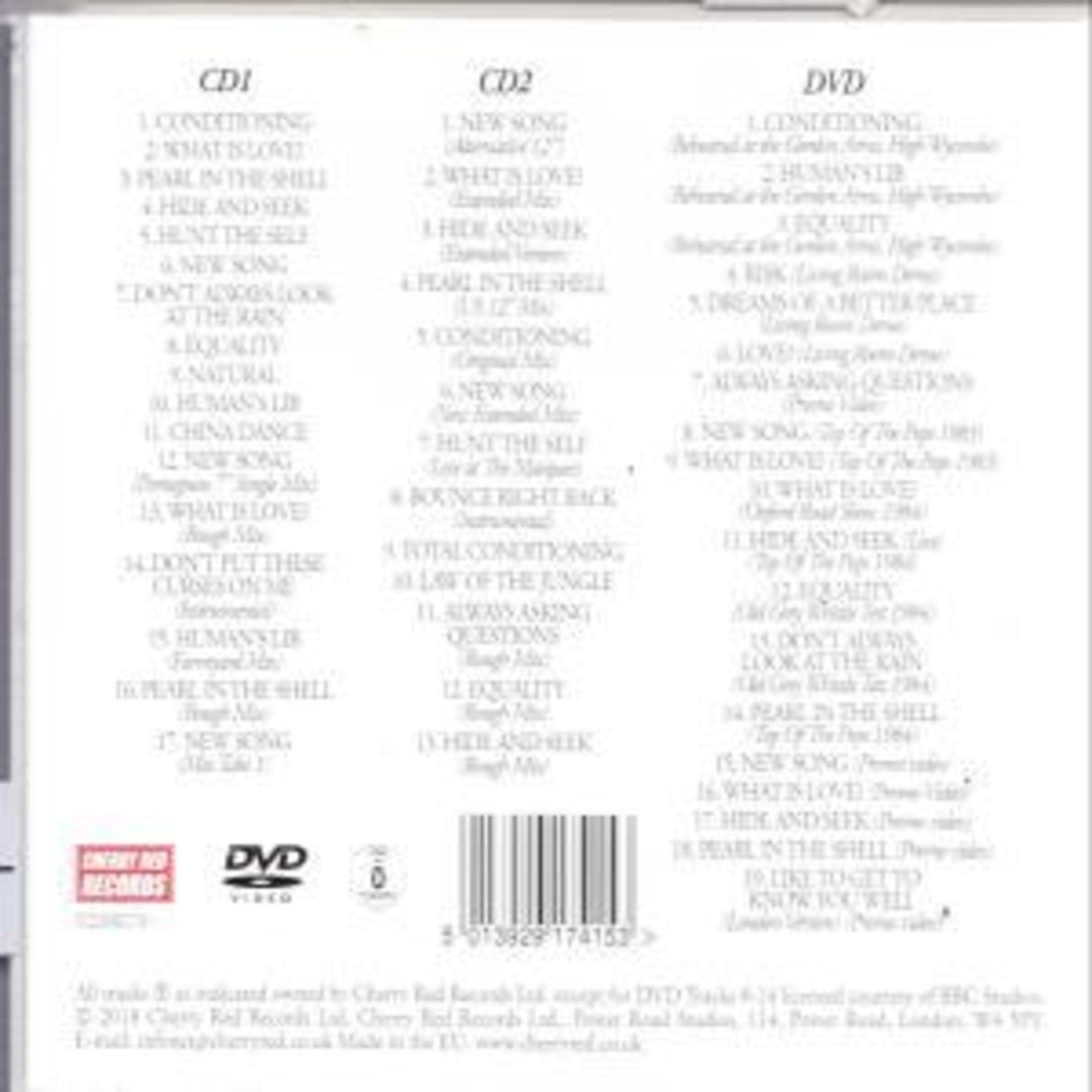 Tracklist voor CD1, CD2 en DVD met songtitels en nummers.