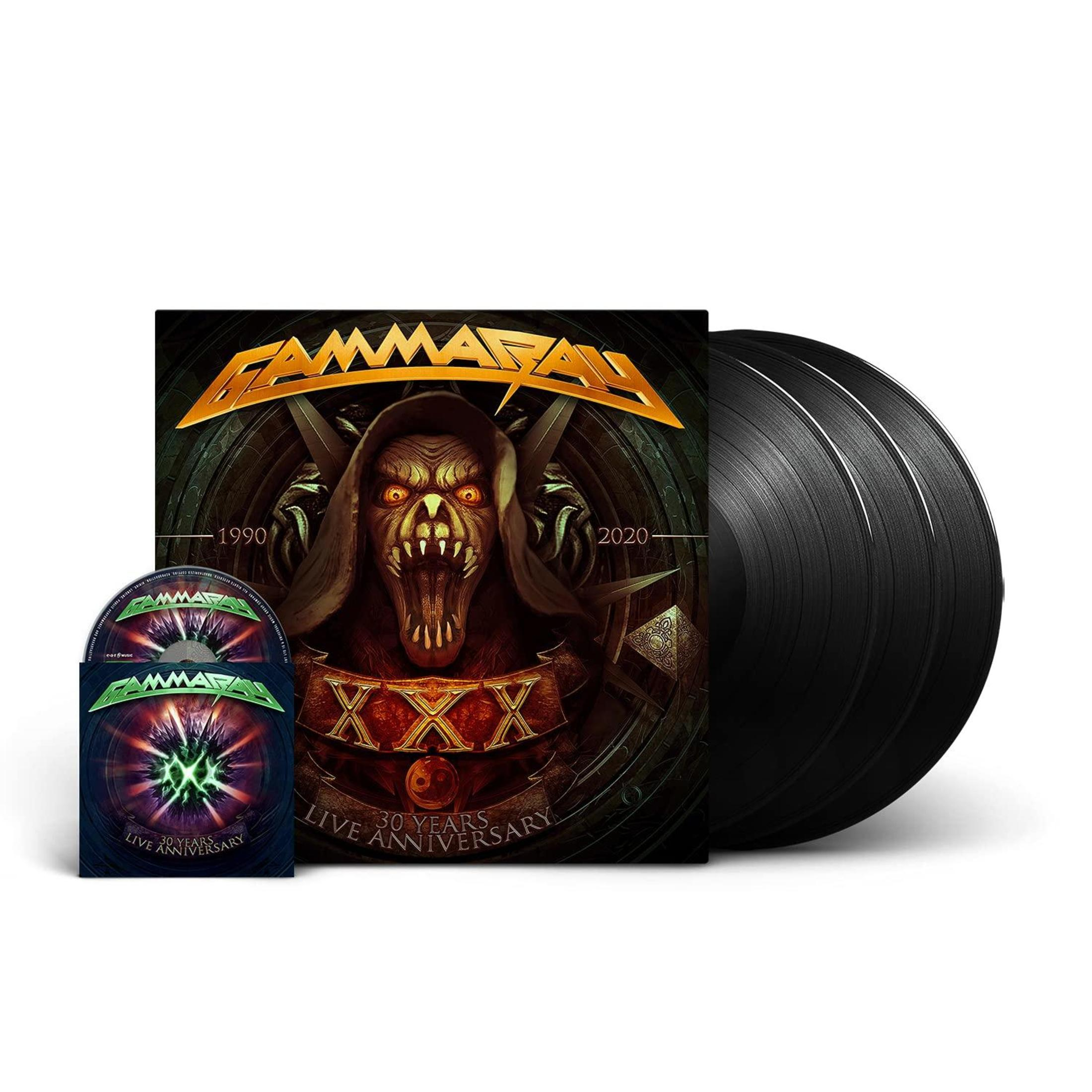 Album cover with monster, two vinyls, and CD. 30 years anniversary.